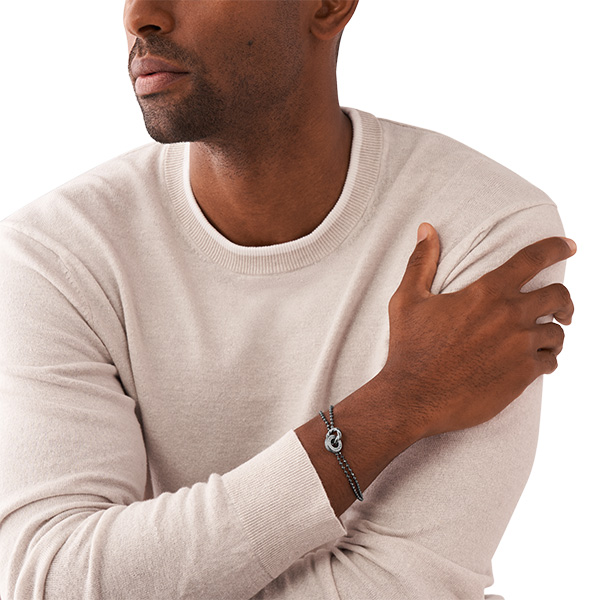 Details for Emporio Armani 復古雙圈不鏽鋼手鍊 銀色款式 EGS3028040