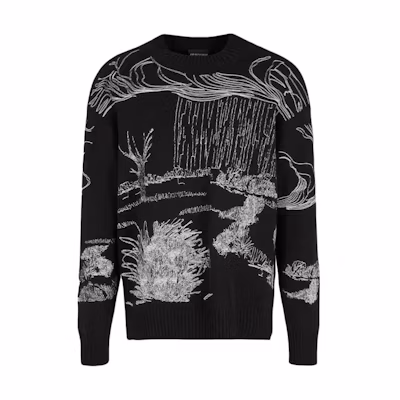 Emporio Armani Embroidered Crewneck Sweater Black 3D1MV2-1M02Z-0999