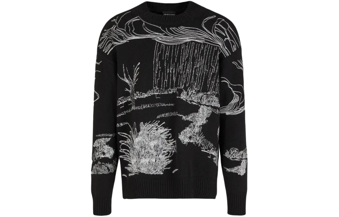 Order Emporio Armani  Embroidered Crewneck Sweater Black 3D1MV2-1M02Z-0999