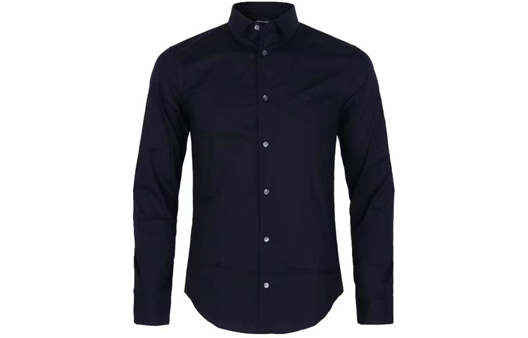 EMPORIO ARMANI  Essentials Blue Long Sleeve Shirt with Embroidered Logo. 8N1C09-1NI9Z-0934