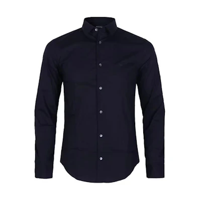 EMPORIO ARMANI Essentials Blue Long Sleeve Shirt with Embroidered Logo. 8N1C09-1NI9Z-0934