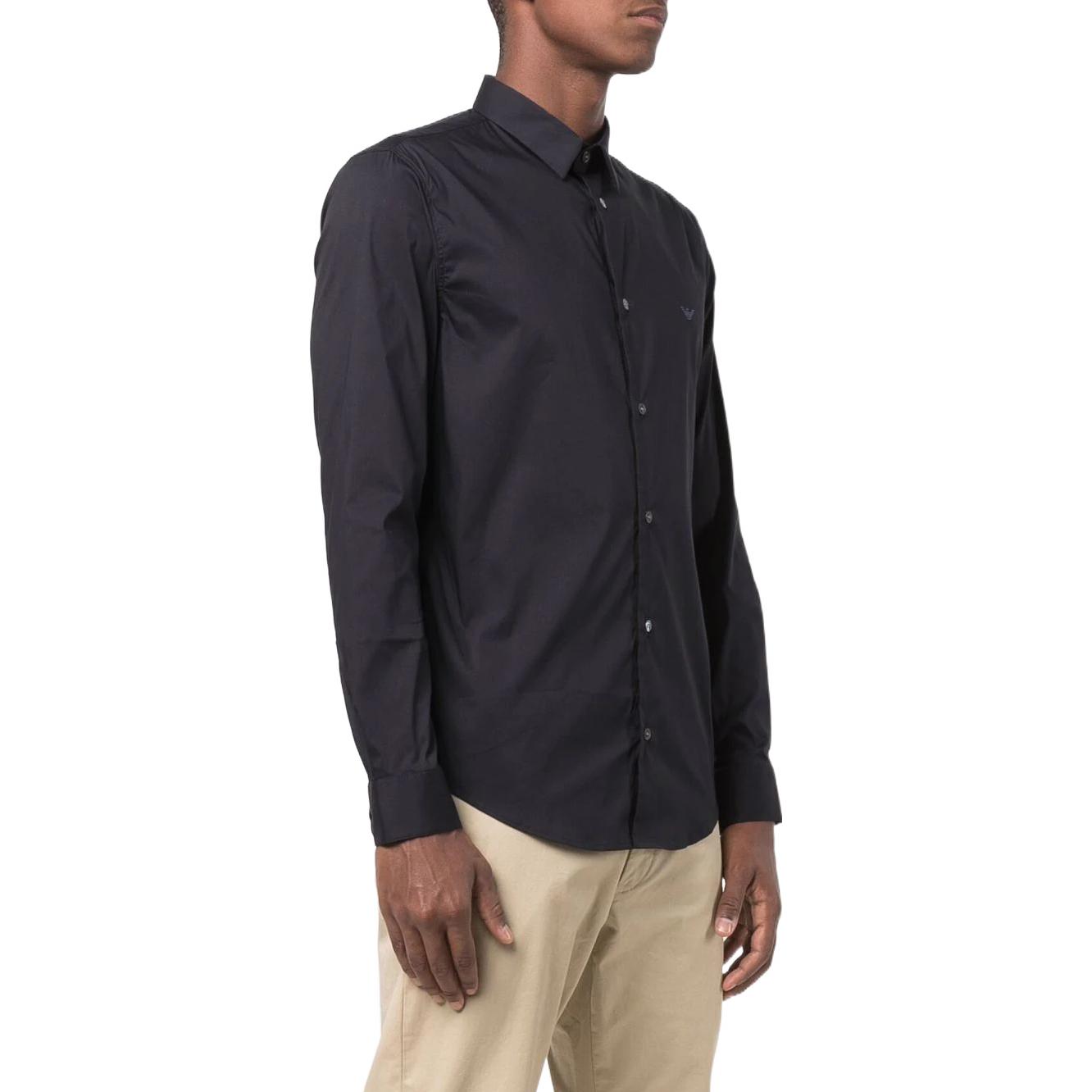 Cheap EMPORIO ARMANI  Essentials Blue Long Sleeve Shirt with Embroidered Logo. 8N1C09-1NI9Z-0934