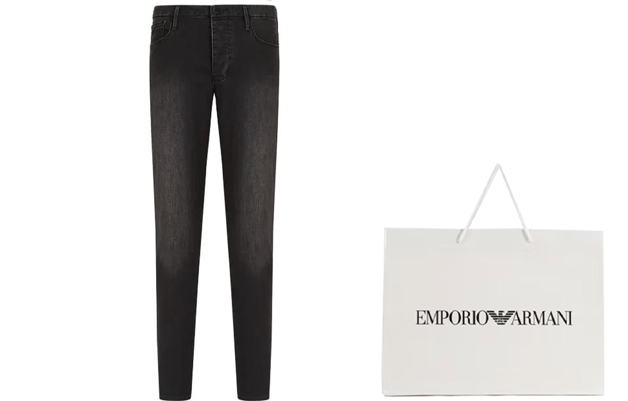 Lookbook Emporio Armani 暈染老鷹低腰修身牛仔褲 炭黑色 8N1J11-1DHDZ-0006