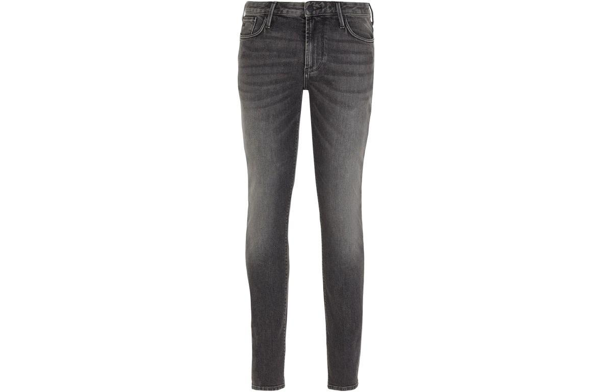 Order Emporio Armani Seluar Jeans Kelabu Slim Fit Pudar dengan Poket Zip Sisi. 6R1J06-1D05Z-0006