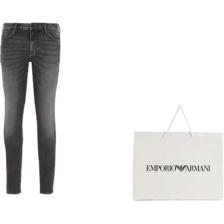 Lookbook Emporio Armani Seluar Jeans Kelabu Slim Fit Pudar dengan Poket Zip Sisi. 6R1J06-1D05Z-0006