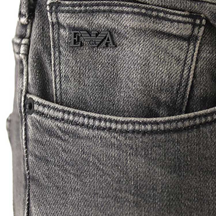 Cheap Emporio Armani Seluar Jeans Kelabu Slim Fit Pudar dengan Poket Zip Sisi. 6R1J06-1D05Z-0006