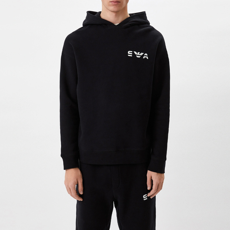 Shop Emporio Armani  Fleece Hoodie Black 3L1MCK-1JXDZ-0999