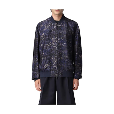Emporio Armani Full-Print Zip Jacket Blue H31R32C1080919