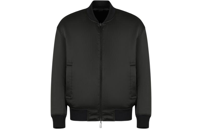EMPORIO ARMANI  FW22 Black Cotton Zip-Up Bomber Jacket. 6L1BP5-1NNMZ-0999