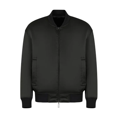 EMPORIO ARMANI FW22 Black Cotton Zip-Up Bomber Jacket. 6L1BP5-1NNMZ-0999