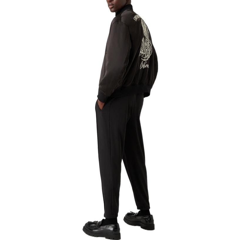 Shop EMPORIO ARMANI FW22 黑色棉質拉鍊飛行夾克外套. 6L1BP5-1NNMZ-0999