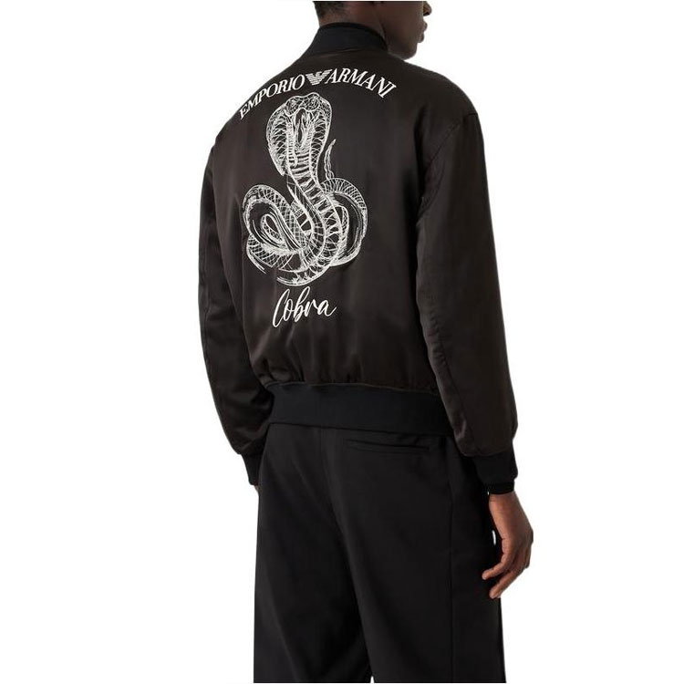 Details for EMPORIO ARMANI FW22 黑色棉質拉鍊飛行夾克外套. 6L1BP5-1NNMZ-0999