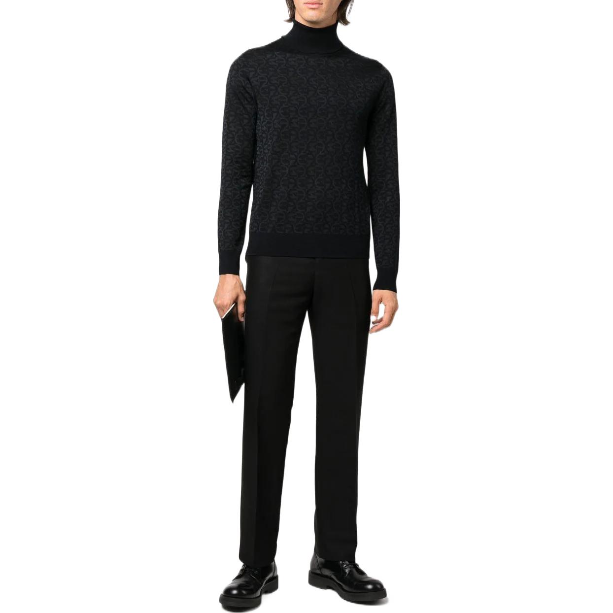 Lookbook EMPORIO ARMANI FW22标志羊毛针织高领毛衣灰黑色 6L1MX4-1MUZZ-F926