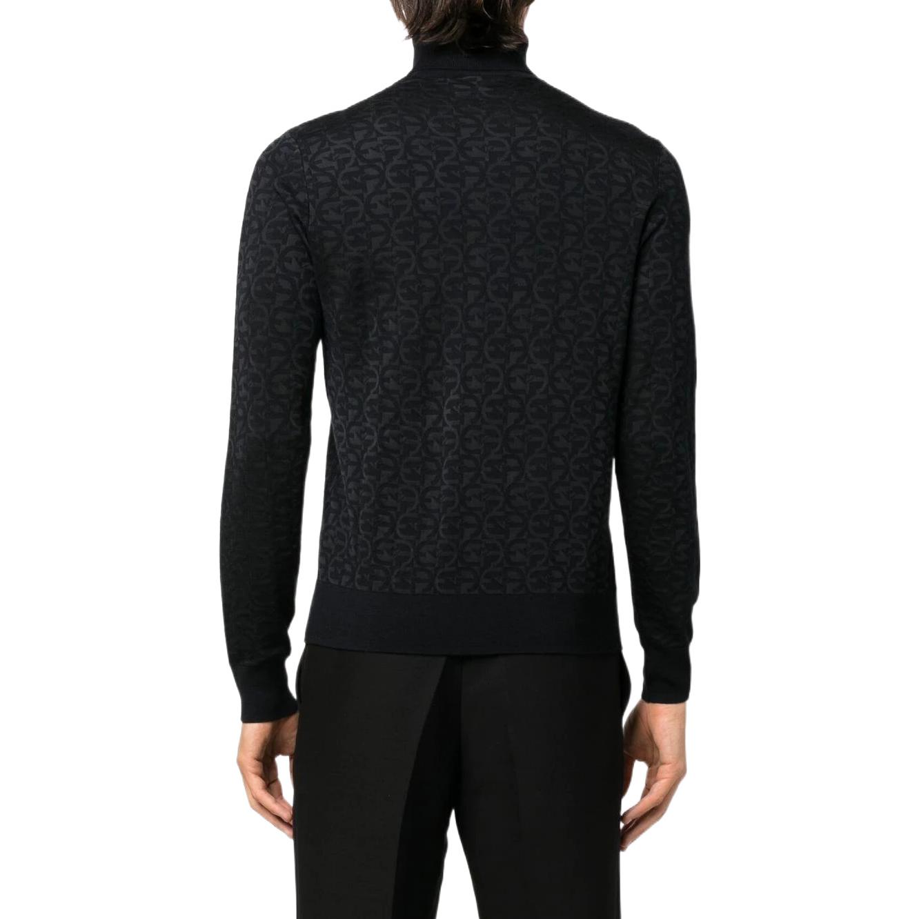 Shop EMPORIO ARMANI FW22标志羊毛针织高领毛衣灰黑色 6L1MX4-1MUZZ-F926