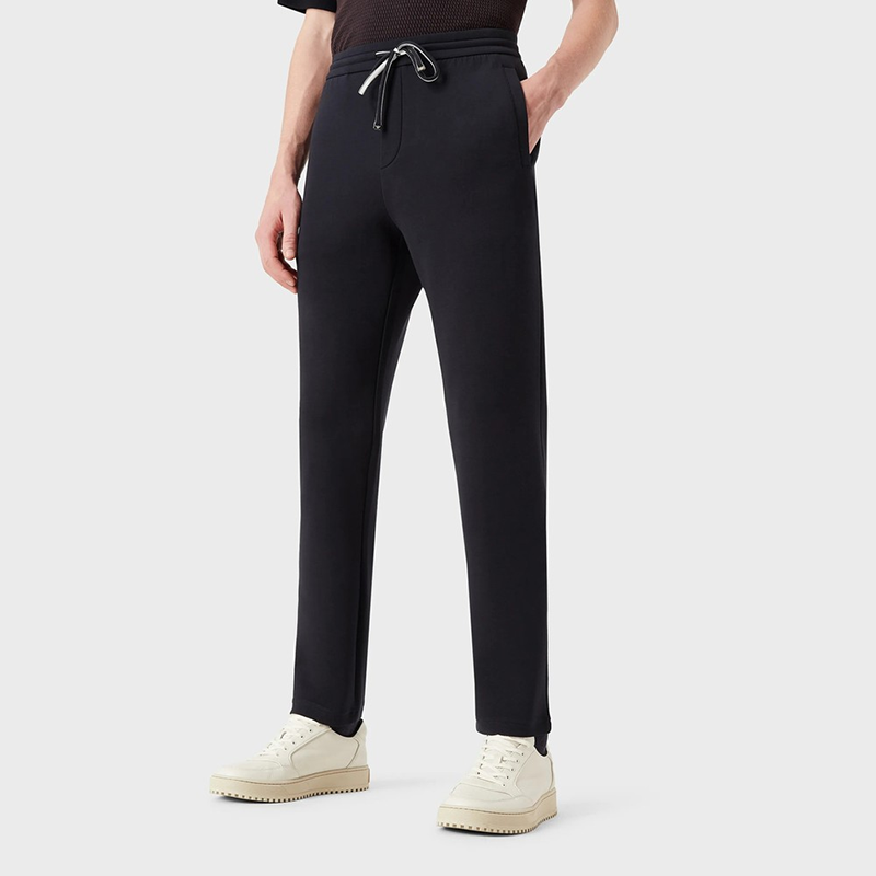 Purchase 安普里奥·阿玛尼 FW22 海军蓝直筒针织抽绳休闲裤 8N1PD8-1JHSZ-0920