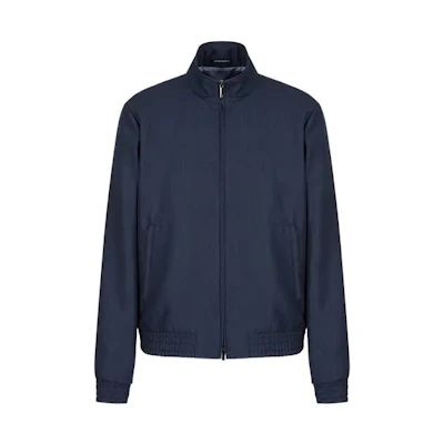EMPORIO ARMANI FW22 Navy Denim-Style Zipper Jacket H31R29-C1051-1919