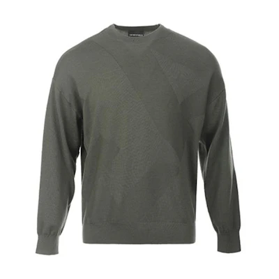 Emporio Armani FW23 Green Crewneck Knit Sweater. 6R1MX4-1MFVZ-F610