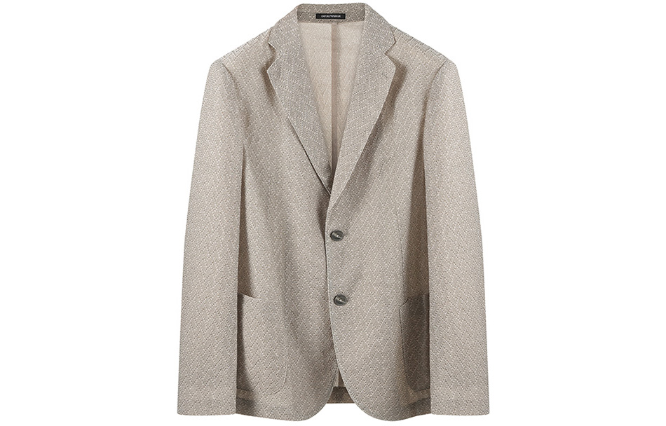Emporio Armani  FW23 Lightweight Single-Breasted Blazer Light Linen Brown. H41G51-E1D01-112