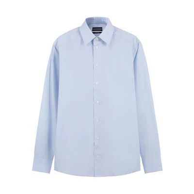EMPORIO ARMANI FW23 Solid Color Button-Up Long Sleeve Shirt Blue 01CN50-01C68-700
