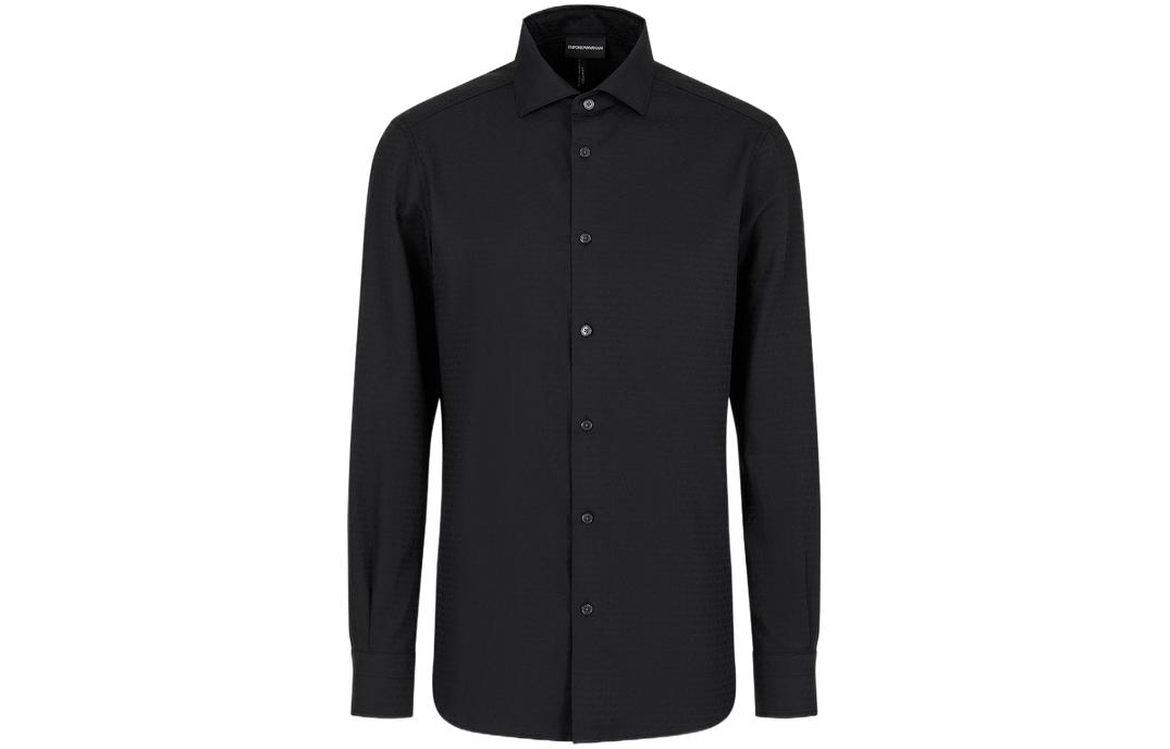 Order EMPORIO ARMANI FW23 Kemeja Lengan Panjang Warna Polos Kerah Kotak Elegan 3D1C86-1NIUZ-F054