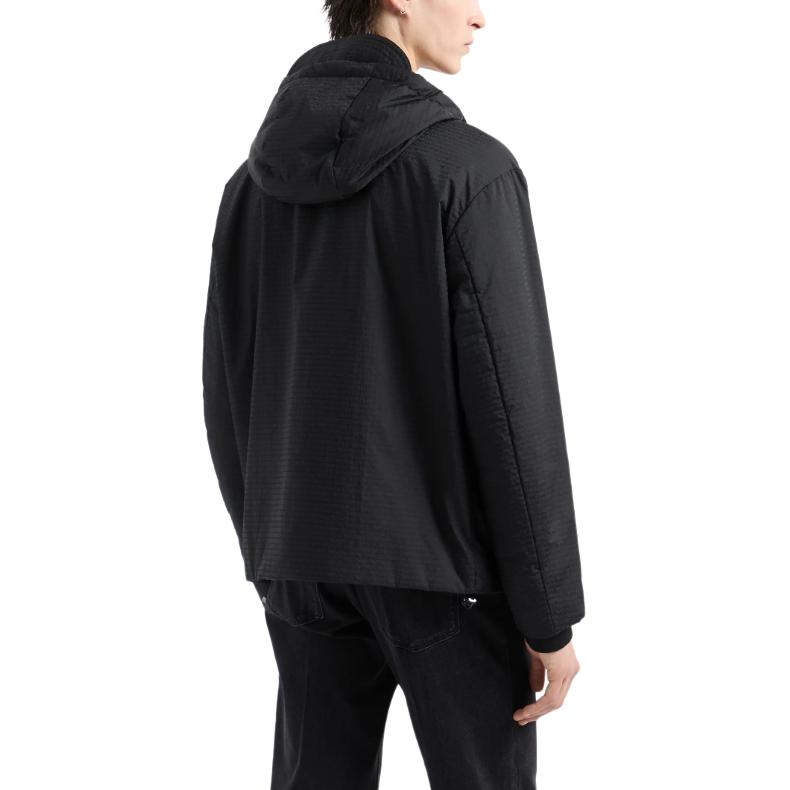 EMPORIO ARMANI  FW24 Black Logo Print Hooded Zip-Up Cotton Jacket 6D1B64-1NNXZ-0999 圖 4