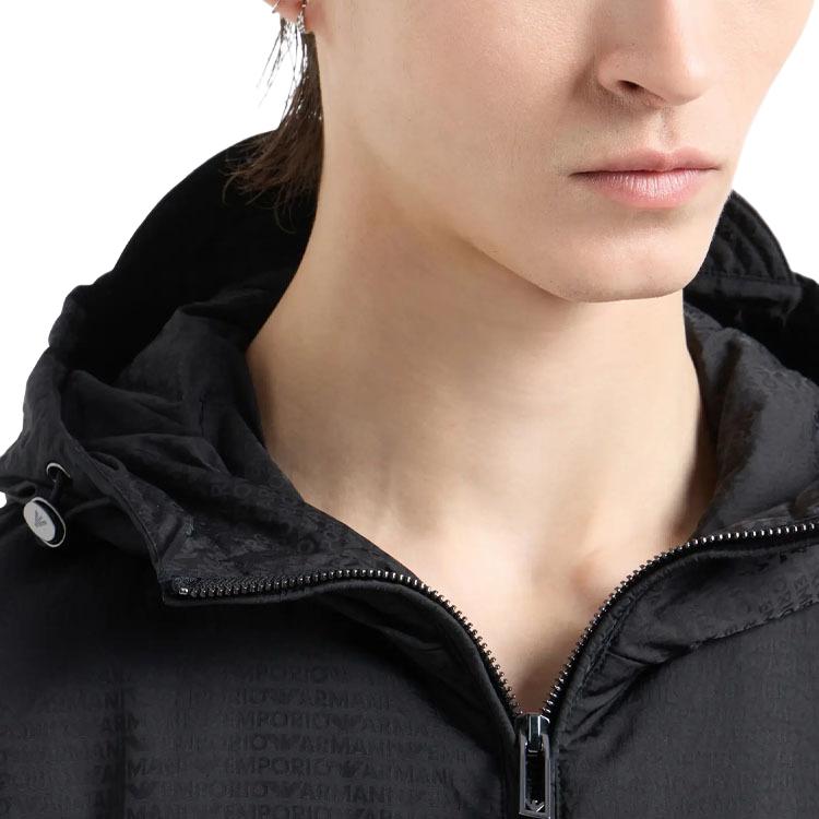EMPORIO ARMANI  FW24 Black Logo Print Hooded Zip-Up Cotton Jacket 6D1B64-1NNXZ-0999 圖 6