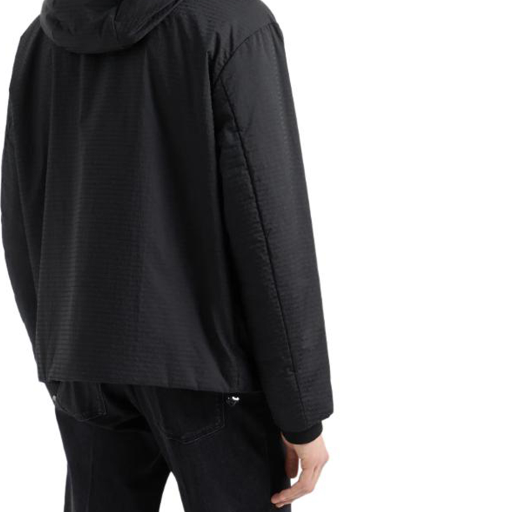 EMPORIO ARMANI  FW24 Black Logo Print Hooded Zip-Up Cotton Jacket 6D1B64-1NNXZ-0999 圖 7