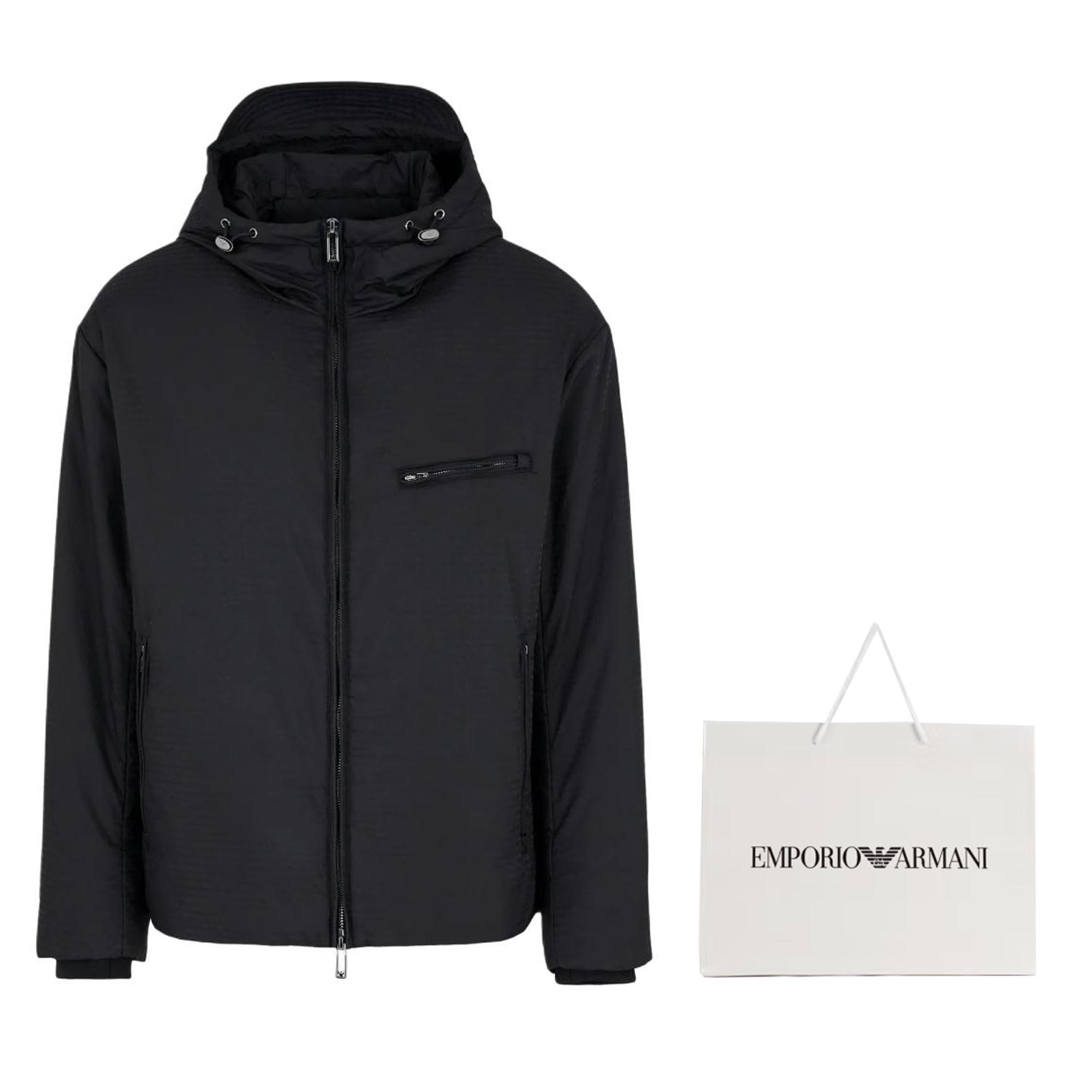 EMPORIO ARMANI  FW24 Black Logo Print Hooded Zip-Up Cotton Jacket 6D1B64-1NNXZ-0999 圖 9
