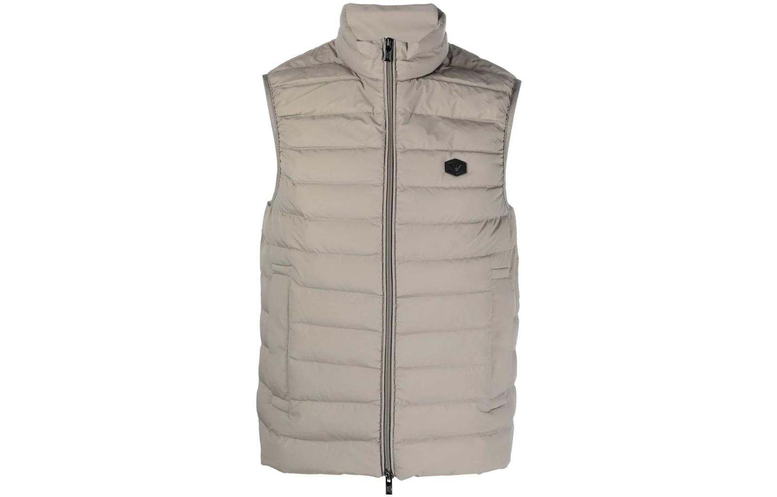 Emporio Armani  Gray Solid Color Zip-Up Vest 8N1BQ1-1NLRZ-0643