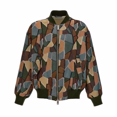 Emporio Armani Green Colorblock Print Zip-Up Jacket Long Sleeve 3D1B9F-1K3NZ-F514