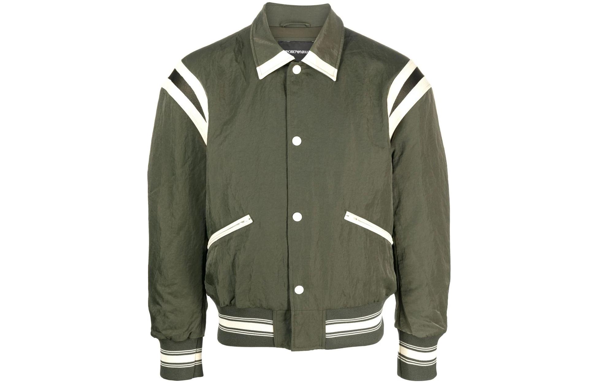 EMPORIO ARMANI  Green Embroidered Logo Bomber Jacket. 6R1BZ2-1NZOZ-0514