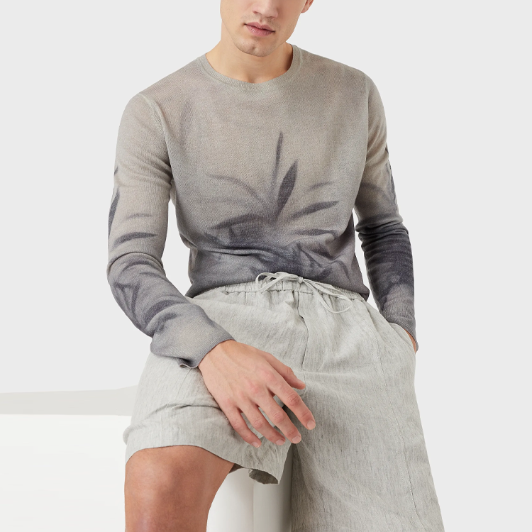 Emporio Armani  Green Floral Print Crewneck Cashmere Sweater. 3L1MV1-1M01Z-F521 圖 4