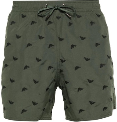 EMPORIO ARMANI Green Logo Embroidered Straight-Leg Beach Shorts. 211740-4R434-00284 Buy EMPORIO ARMANI Green Logo Embroidered Straight-Leg Beach Shorts. 211740-4R434-00284
