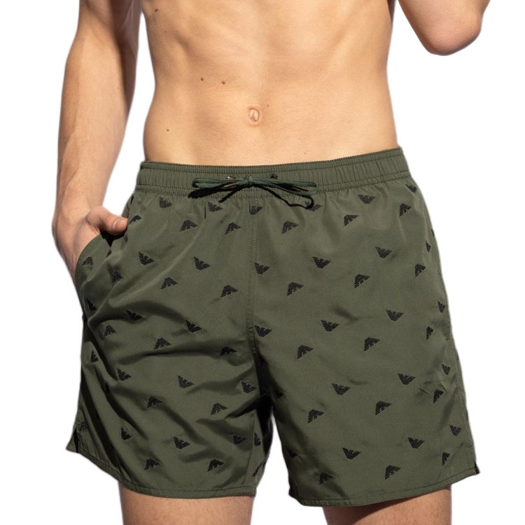 Lookbook EMPORIO ARMANI  Green Logo Embroidered Straight-Leg Beach Shorts. 211740-4R434-00284