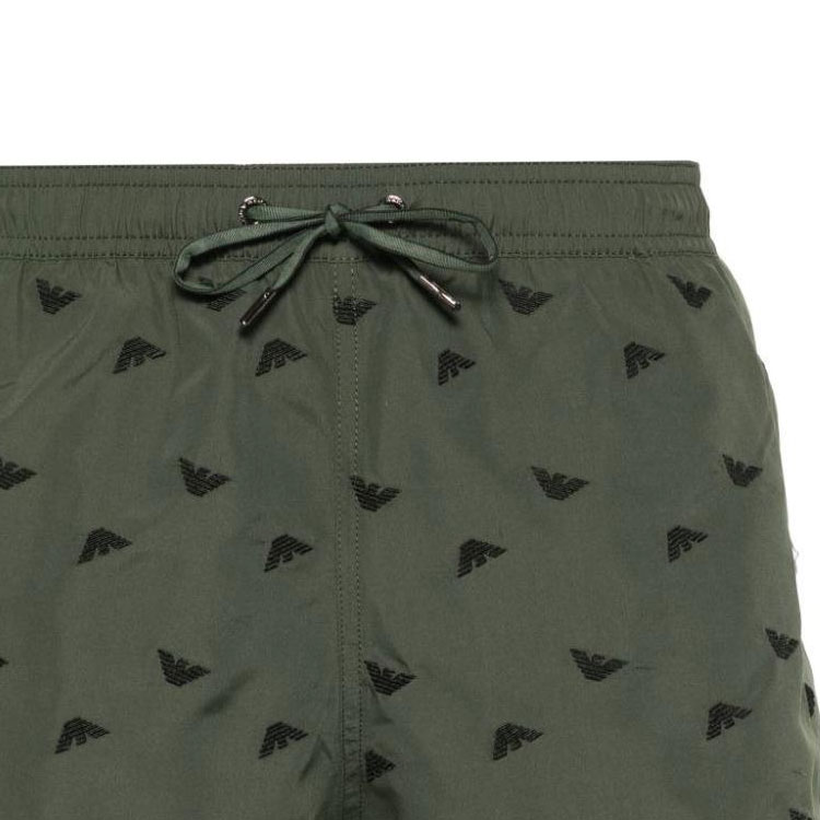 Purchase EMPORIO ARMANI  Green Logo Embroidered Straight-Leg Beach Shorts. 211740-4R434-00284