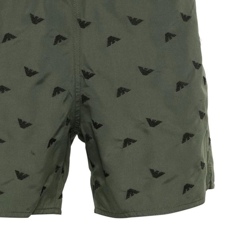 Details for EMPORIO ARMANI  Green Logo Embroidered Straight-Leg Beach Shorts. 211740-4R434-00284