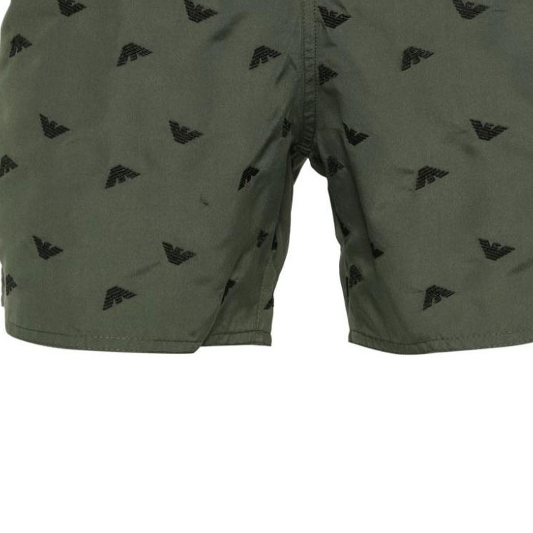 Sizing EMPORIO ARMANI  Green Logo Embroidered Straight-Leg Beach Shorts. 211740-4R434-00284