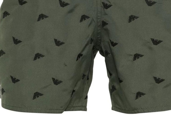 EMPORIO ARMANI Green Logo Embroidered Straight-Leg Beach Shorts. 211740-4R434-00284 Sizing EMPORIO ARMANI Green Logo Embroidered Straight-Leg Beach Shorts. 211740-4R434-00284