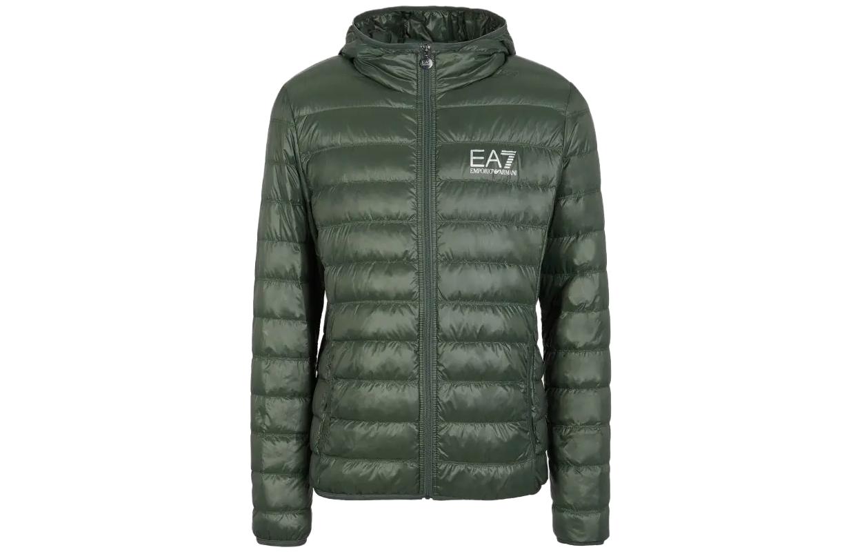 Emporio Armani  Green Logo Print Hooded Down Jacket 8NPB02-PN29Z-1845