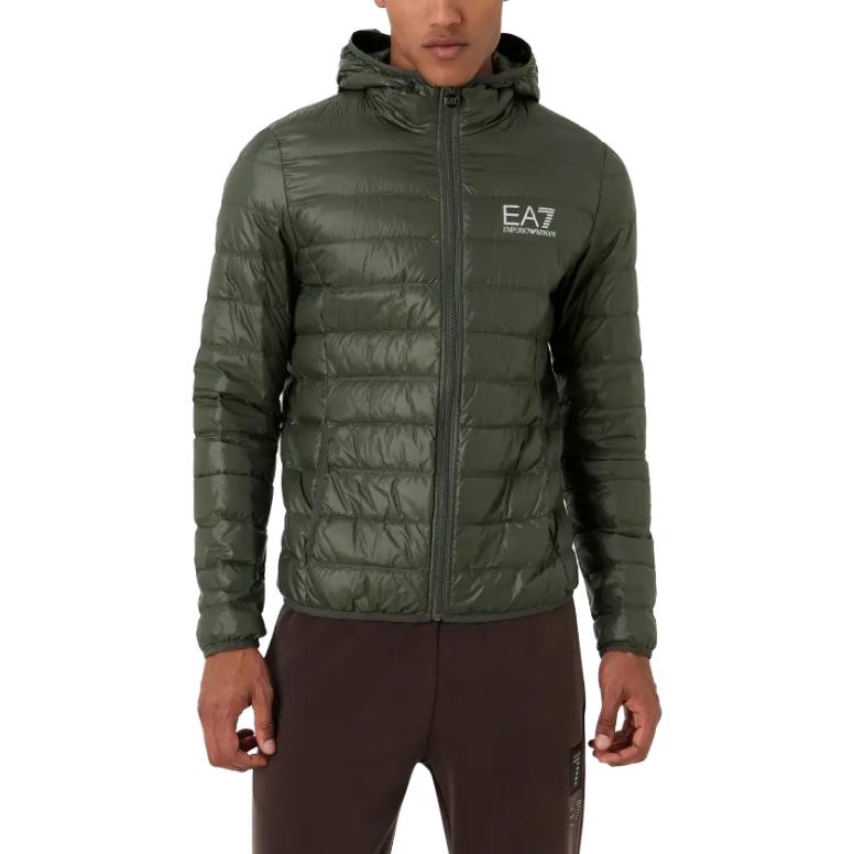 Shop Chaqueta Acolchada con Capucha y Logo Verde de Emporio Armani. 8NPB02-PN29Z-1845