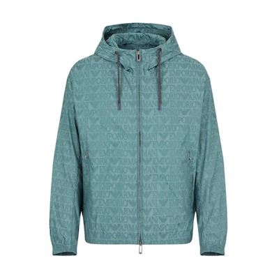 Emporio Armani Green Logo Printed Hooded Jacket. 3D1BH4-1NNXZ-0779