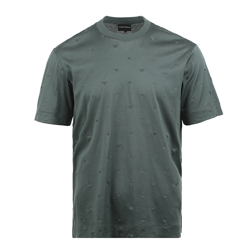 Emporio Armani  Green T-Shirt with Full Eagle Embroidery SS25. EM001400-AF10017-F9053