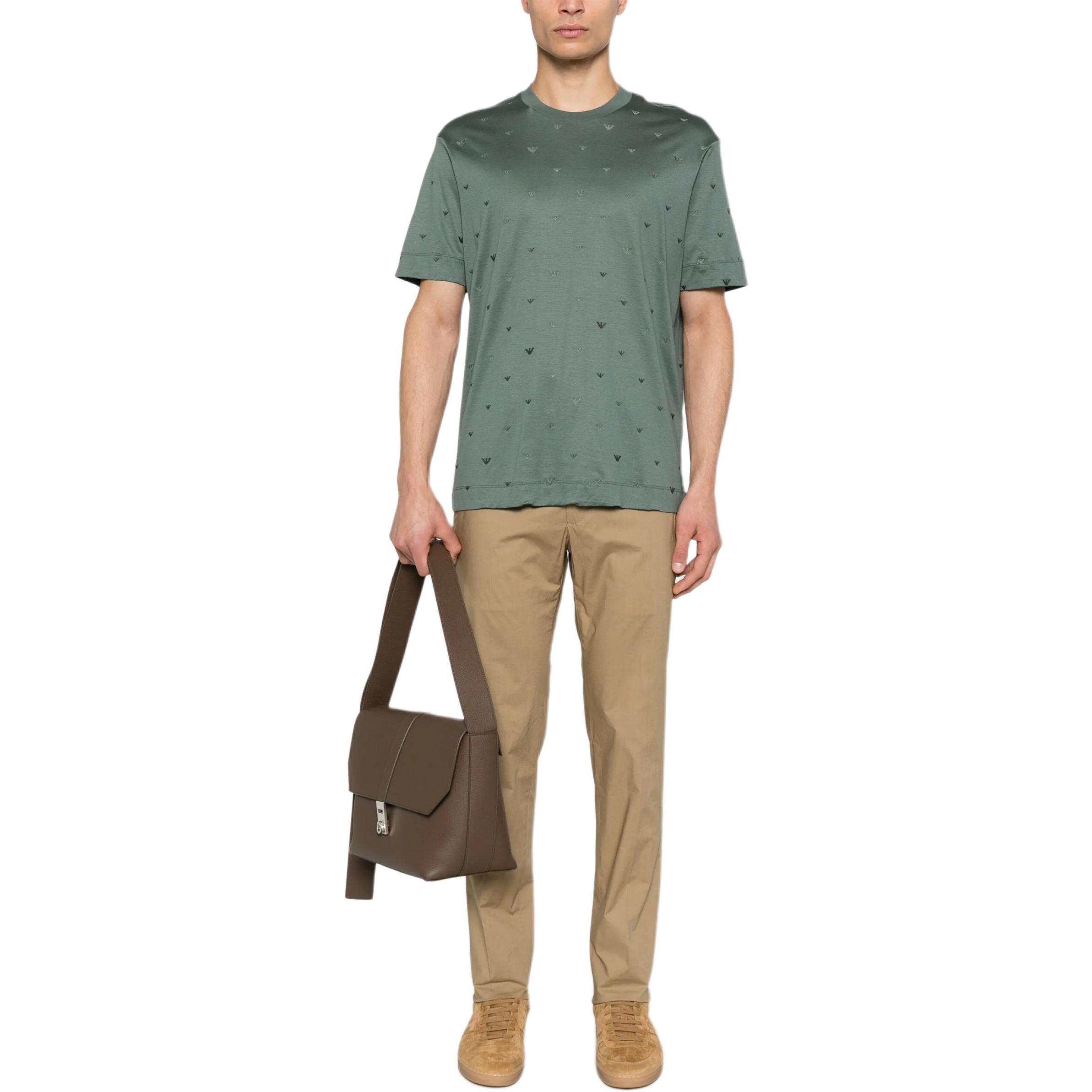 Details for エンポリオアルマーニ グリーンTシャツ フルイーグル刺繍 SS25. EM001400-AF10017-F9053