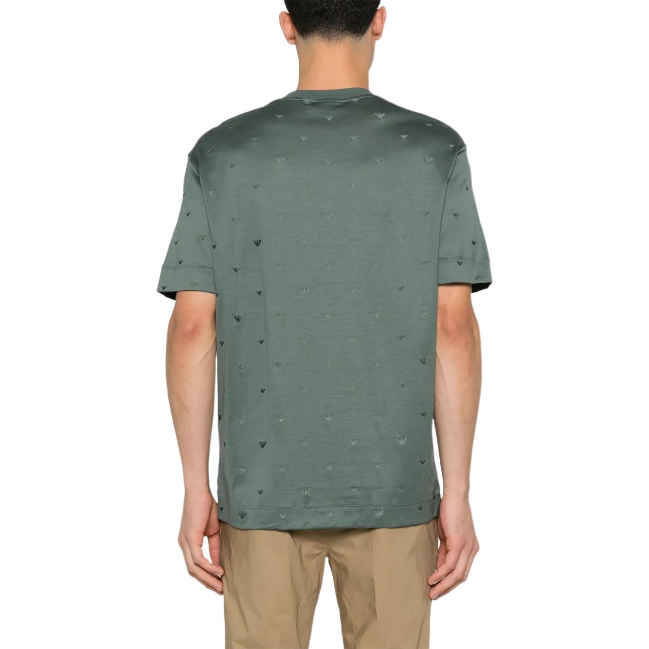 Sizing エンポリオアルマーニ グリーンTシャツ フルイーグル刺繍 SS25. EM001400-AF10017-F9053