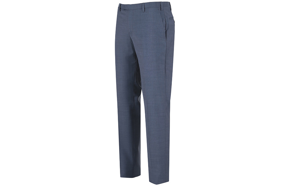 Shop EMPORIO ARMANI  Grey-Blue Mid-Rise Straight Suit Pants. D41P0M-01502-902