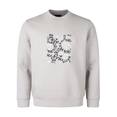 Emporio Armani Grey Crewneck Pullover Sweatshirt with Logo Print. 3D1M70-1JHSZ-06I3