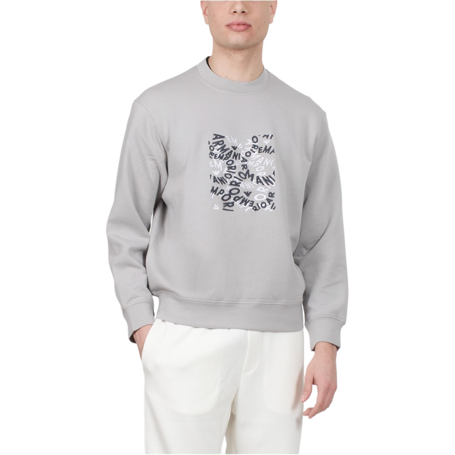 Order Emporio Armani  Grey Crewneck Pullover Sweatshirt with Logo Print. 3D1M70-1JHSZ-06I3