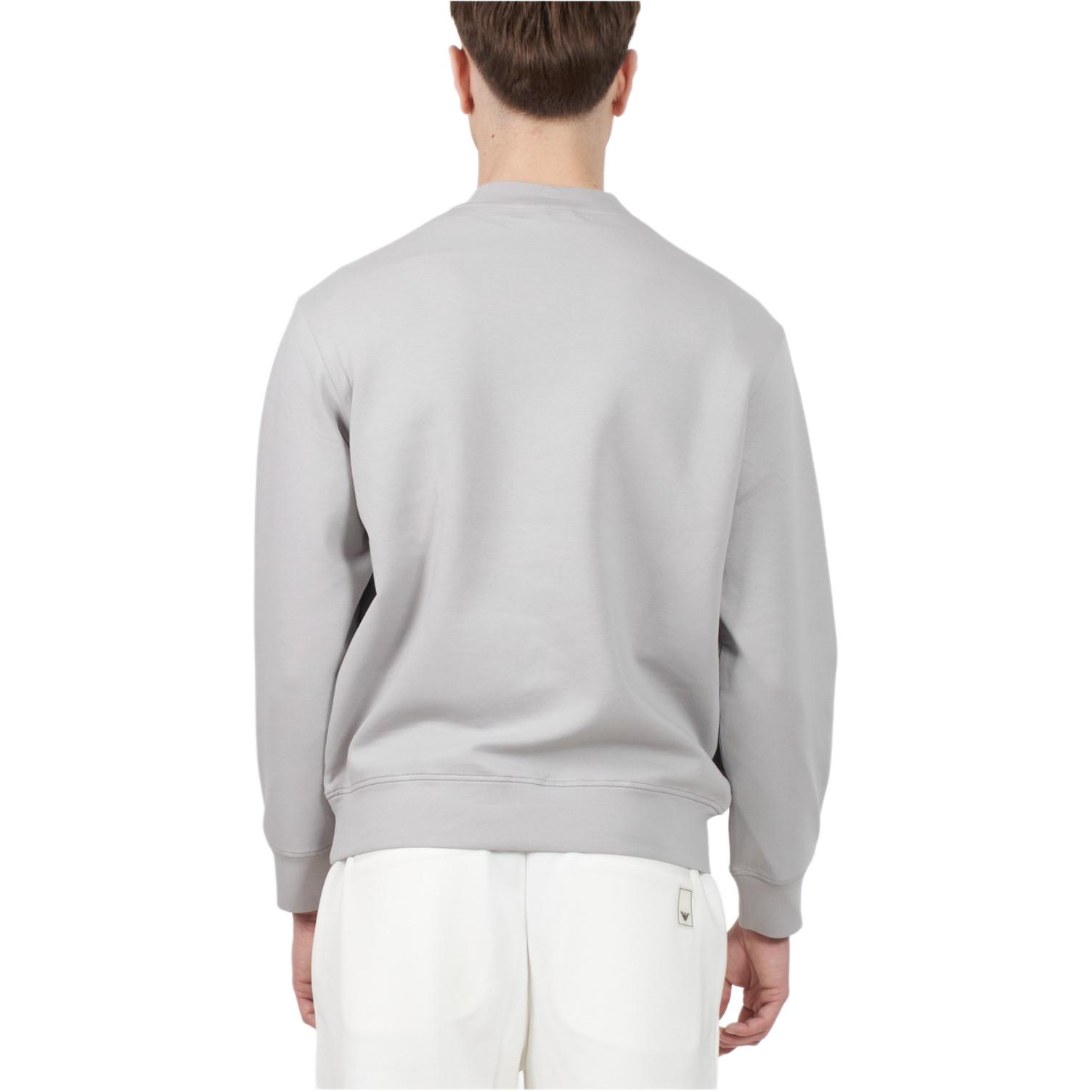 Lookbook Emporio Armani  Grey Crewneck Pullover Sweatshirt with Logo Print. 3D1M70-1JHSZ-06I3