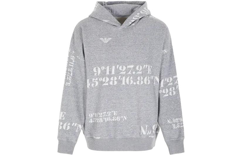 Emporio Armani  Grey Hoodie with Logo Print - Relaxed Fit. 6R1MFX-1JFEZ-F633