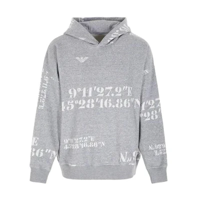 Emporio Armani Grey Hoodie with Logo Print - Relaxed Fit. 6R1MFX-1JFEZ-F633